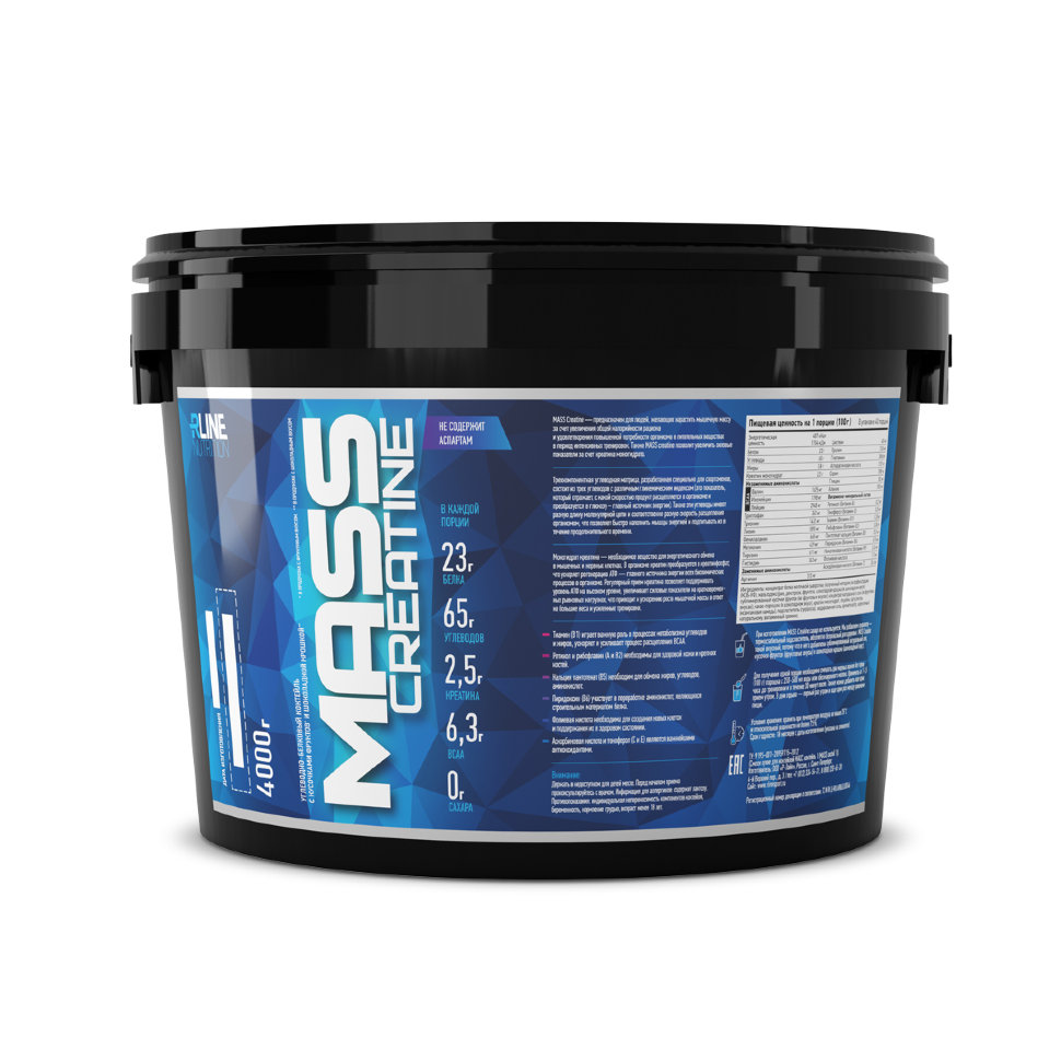 фото Гейнер rline mass + creatine, 4000 г, банан