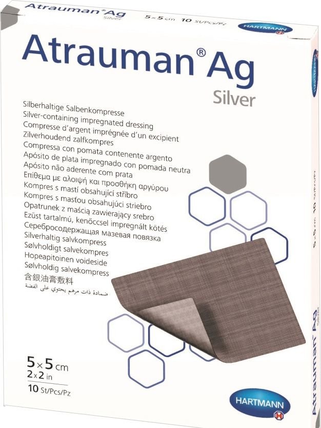 Повязки с серебром стерильные Atrauman Ag 5 х 5 см 10 шт.
