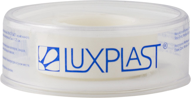 фото Пластырь luxplast фиксирующий на нетканой основе белый 5 м х 1,25 см