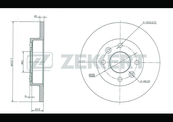 фото Тормозной диск zekkert bs-5105