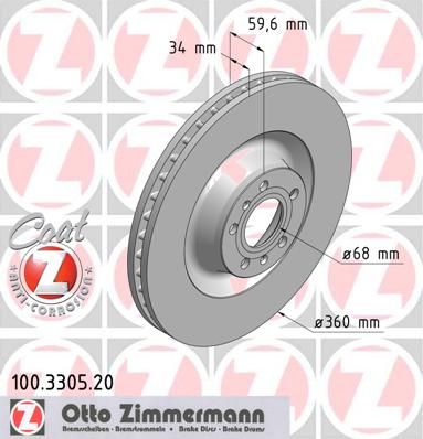 фото Тормозной диск zimmermann 100.3305.20