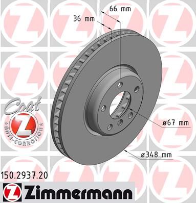 фото Тормозной диск zimmermann 150.2937.20