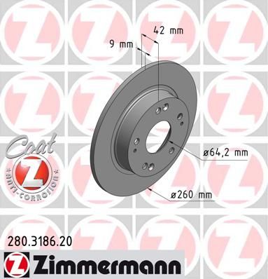 фото Тормозной диск zimmermann 280.3186.20