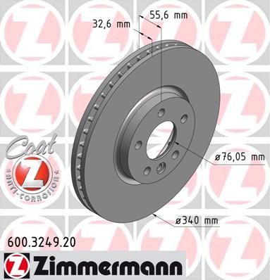 фото Тормозной диск zimmermann 600.3249.20