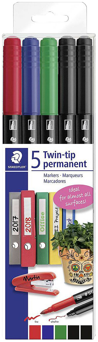 

Фломастеры Staedtler Twin-Tip 5 Цветов, Двусторонние