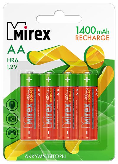 Аккумуляторная батарея Mirex HR6-25-E4 4 шт аккумулятор 18650 fenix arb l18 3500 rechargeable li ion battery