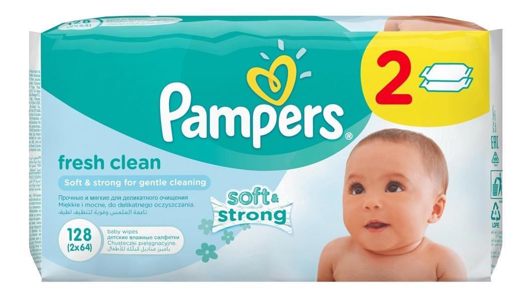 фото Детские влажные салфетки pampers, 128 шт.