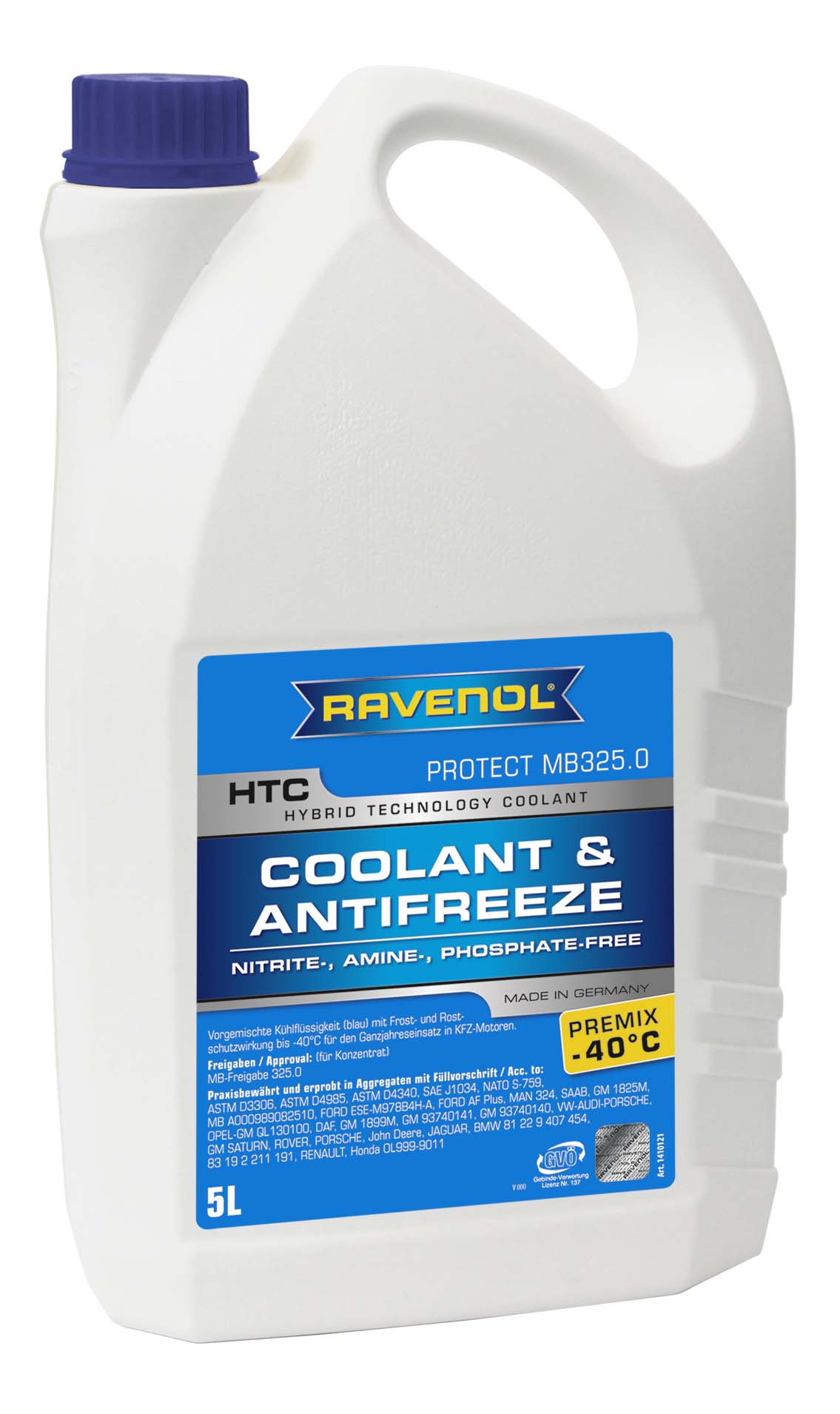 

Антифриз RAVENOL 4014835755758, антифриз HTC Hybrid Techn,Coolant Premix -40 (5л) (4014835755758)