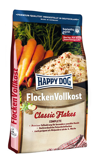 фото Сухой корм для собак и щенков happy dog flockenvollkost classic flakes, злаки, овощи, 3кг