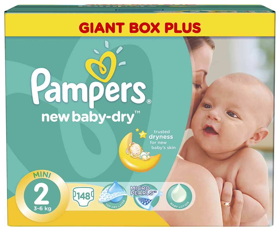 фото Подгузники для новорожденных pampers new baby mini 2 (3-6 кг), 148 шт.