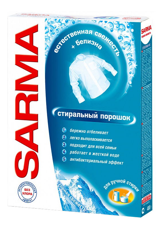 

Порошок для стирки Sarma для ручной стирки 400 г