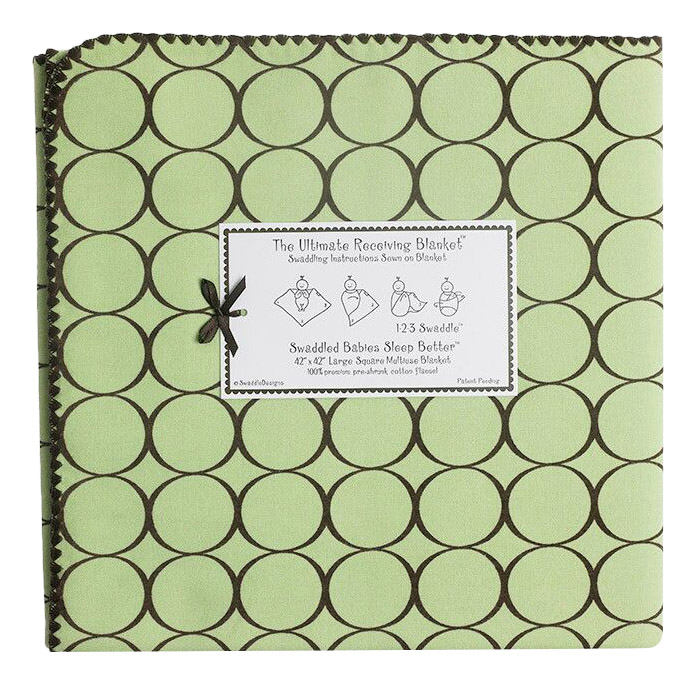 

Фланелевая пеленка SwaddleDesigns Brown Mod Circles лайм, Brown Mod Circles