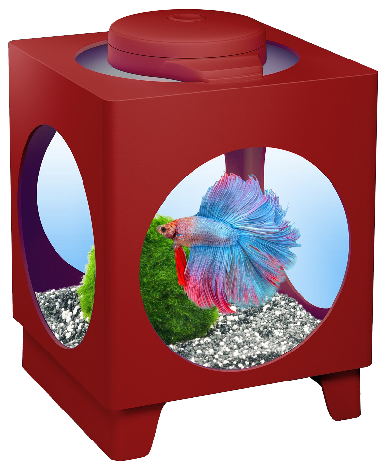 фото Аквариум для рыб tetra betta projector, бордовый, 1,8 л