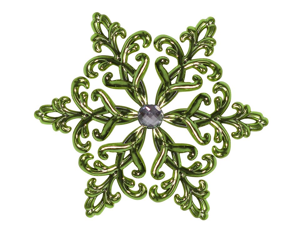 Елочная игрушка Морозко Снежинка кристалл металлизированная CVG000-зеленый 12 см 1 шт.