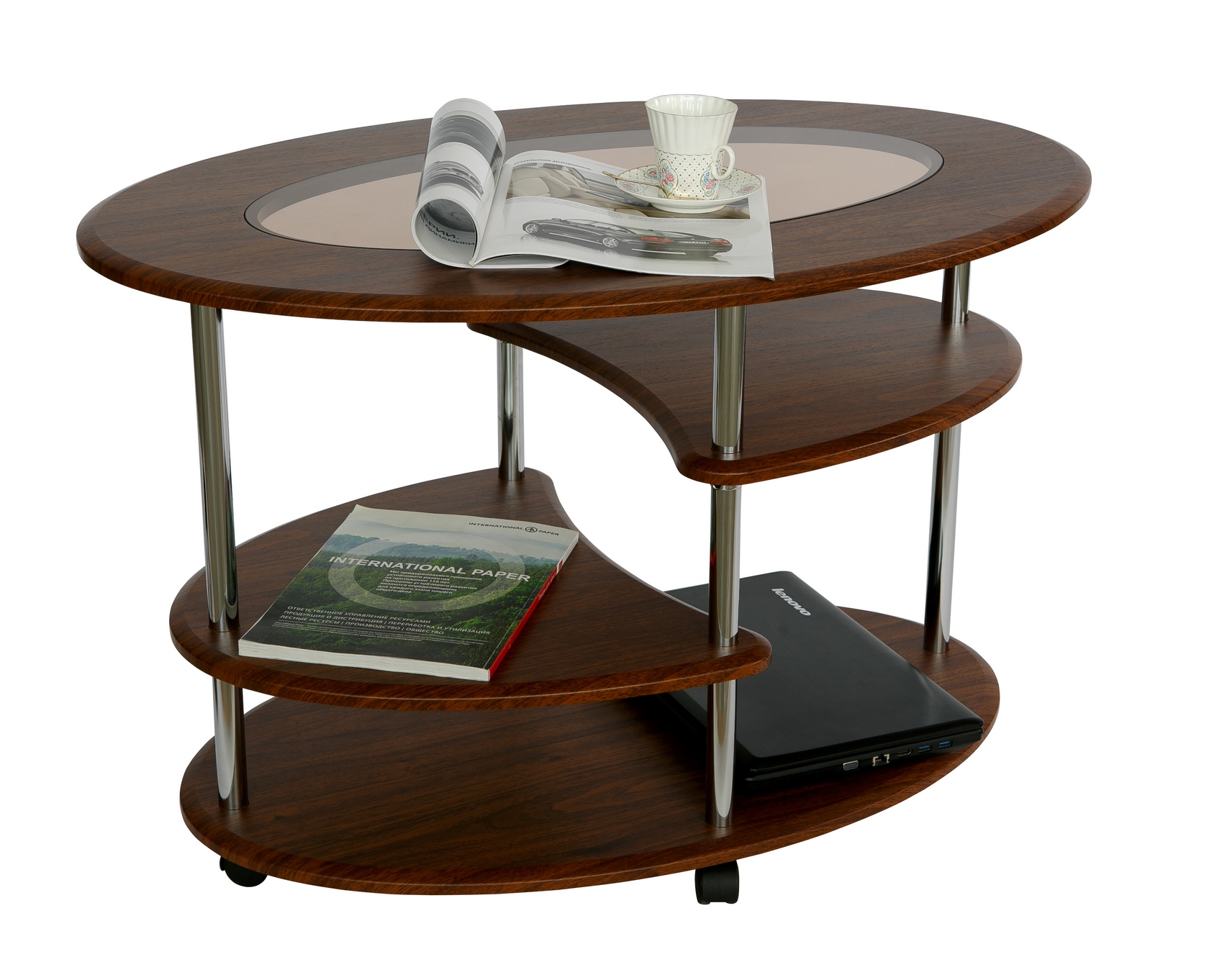 фото Журнальный столик калифорния мебель стол журнальный "эллипс"+стекло орех