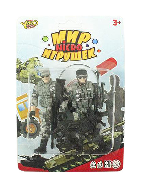 фото Набор игровой военный yako toys с 2 солдатиками и собакой мир micro игрушек m7599-7