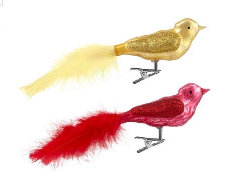 фото Набор елочных игрушек феникс present золотая и красная птицы 80419 3,9 см 2 шт.