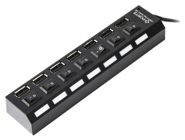 фото Usb hub, хаб разветвитель-концентратор, 7 портов af*2,0, gembird uhb-u2p7-02, блок питания