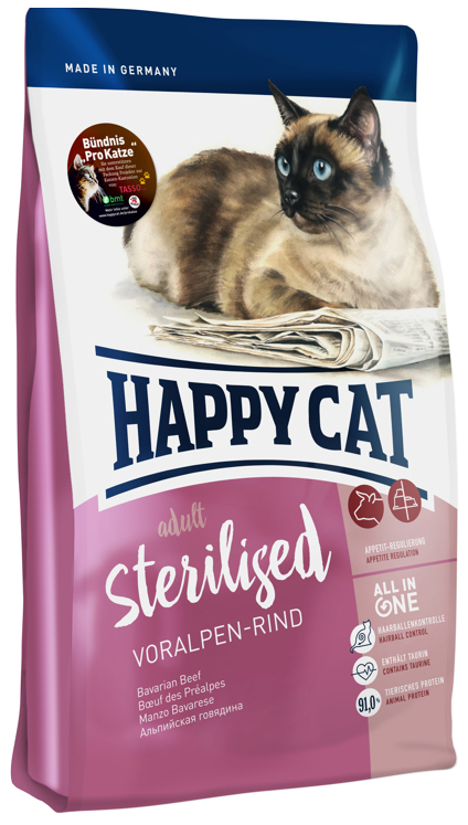 фото Сухой корм для кошек happy cat sterilised, для стерилизованных, говядина, 10кг