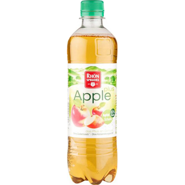 

Вода минеральная Rhоn Sprudel apple plus газированная с яблочным соком 0.5 л, газированная пластик juice