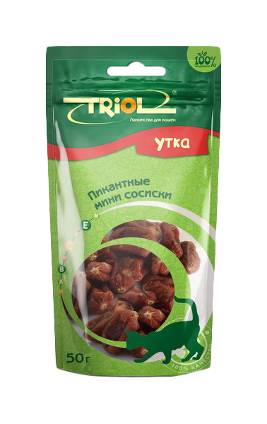 Лакомство для кошек Triol Пикантные мини-сосиски, утка, 50 г