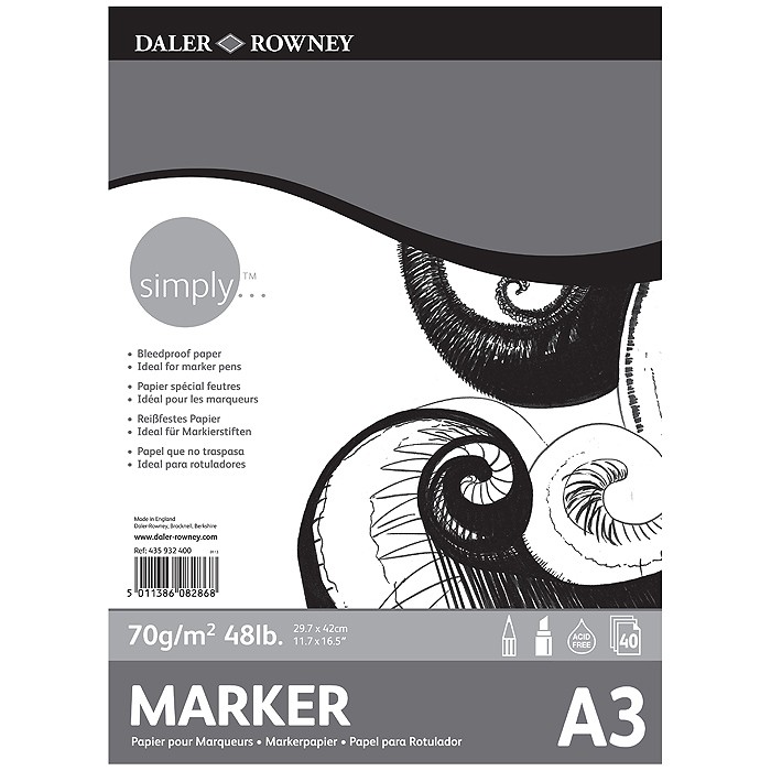 

Daler Rowney Альбом для маркеров SIMPLY Daler-Rowney, 70г/м2, 29.7х42см (А3), 40 листов
