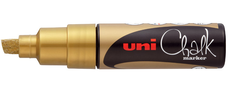 Меловой маркер Uni Chalk PWE-8K 8мм золотистый