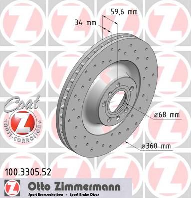 фото Тормозной диск zimmermann 100.3305.52