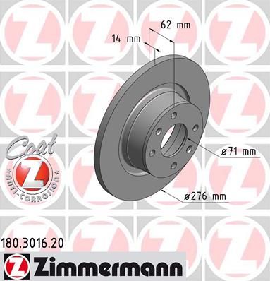 

Тормозной диск ZIMMERMANN 180.3016.20