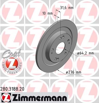 

Тормозной диск ZIMMERMANN 280.3188.20