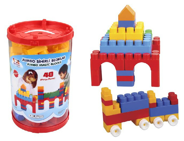 фото Конструктор pilsan jumbo magic blocks 40 деталей в ведре