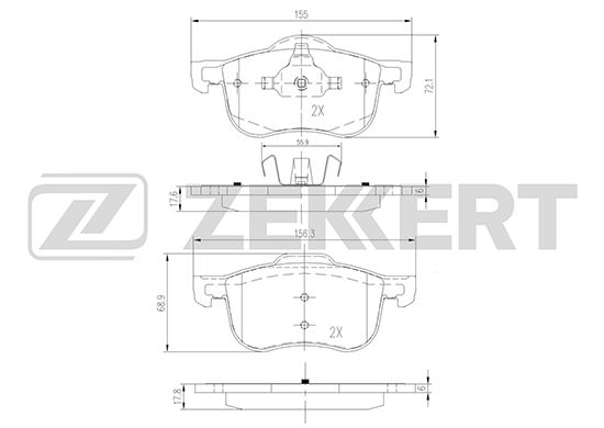 фото Комплект тормозных колодок, дисковый тормоз zekkert bs-2760