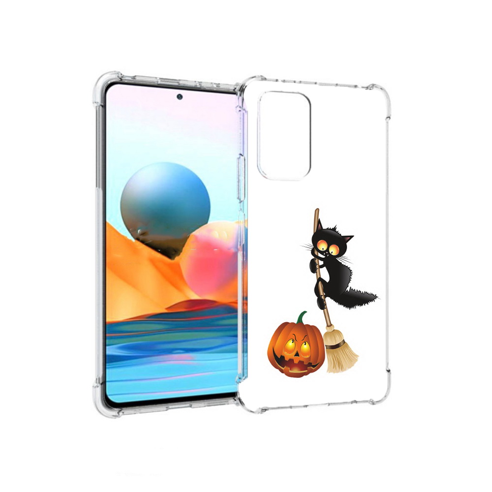 

Чехол MyPads Tocco для Xiaomi Redmi Note 10 Pro хэлуинский котик (PT158414.284.667), Прозрачный, Tocco
