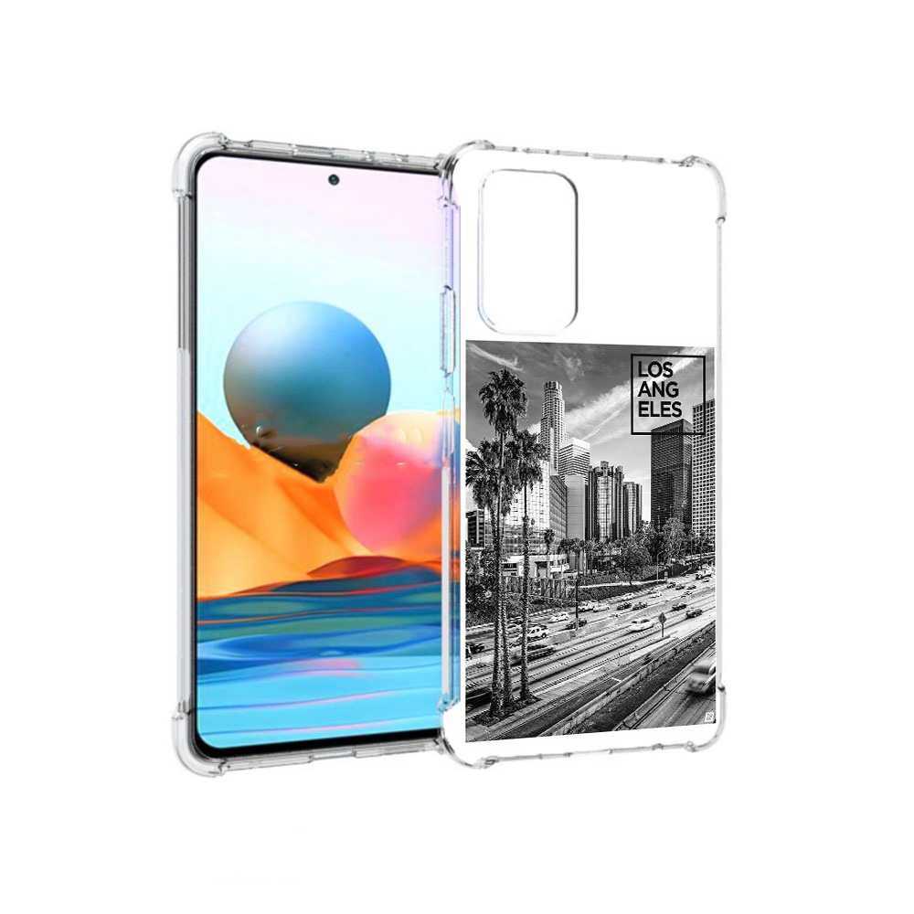 

Чехол MyPads Tocco для Xiaomi Redmi Note 10 Pro черно белый лос анджелес, Прозрачный, Tocco