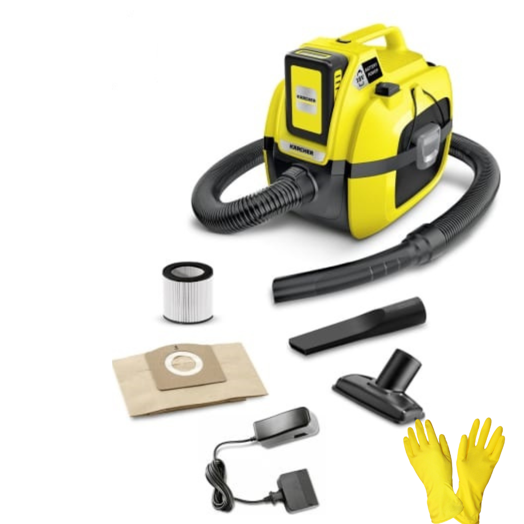 Аккумуляторный пылесос Karcher WD 1 Compact Battery Set1.198-301-1+латексные перчатки