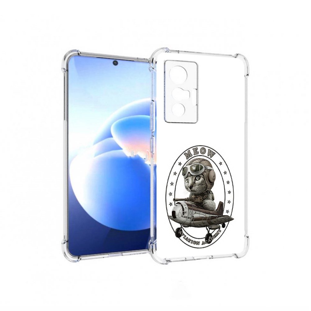 

Чехол MyPads Tocco для Vivo X70 кот в самолете, Прозрачный, Tocco