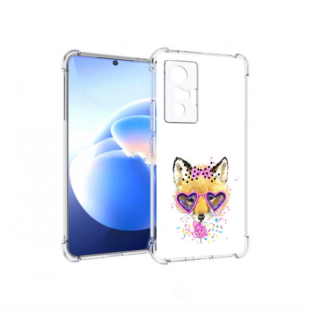

Чехол MyPads Tocco для Vivo X70 лисенок с бантиком, Прозрачный, Tocco