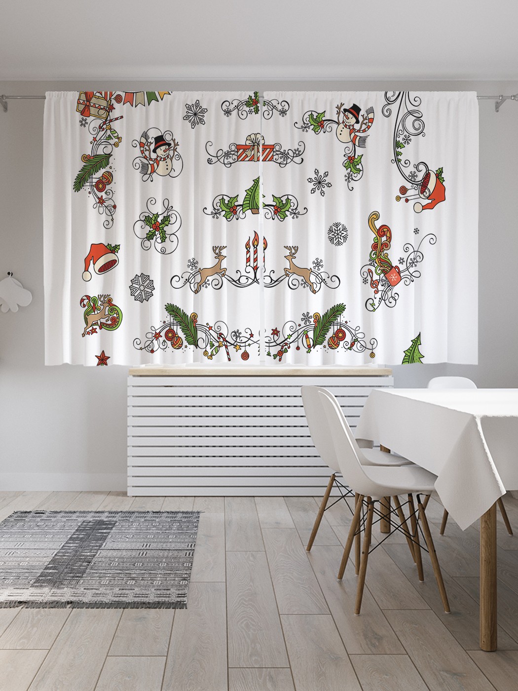 

Классические шторы JoyArty "Рождественские украшения", Oxford DeLux, 2 полотна 145x180 см, Рождественские украшения