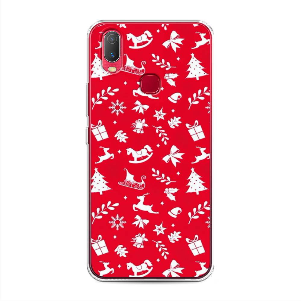 

Чехол для Vivo Y11 "Красный новогодний фон", Красный;белый, 261650-5