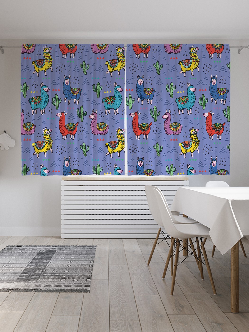 

Классические шторы JoyArty "Цветные ламы", серия Oxford DeLux, 2 полотна 145x180 см, Цветные ламы