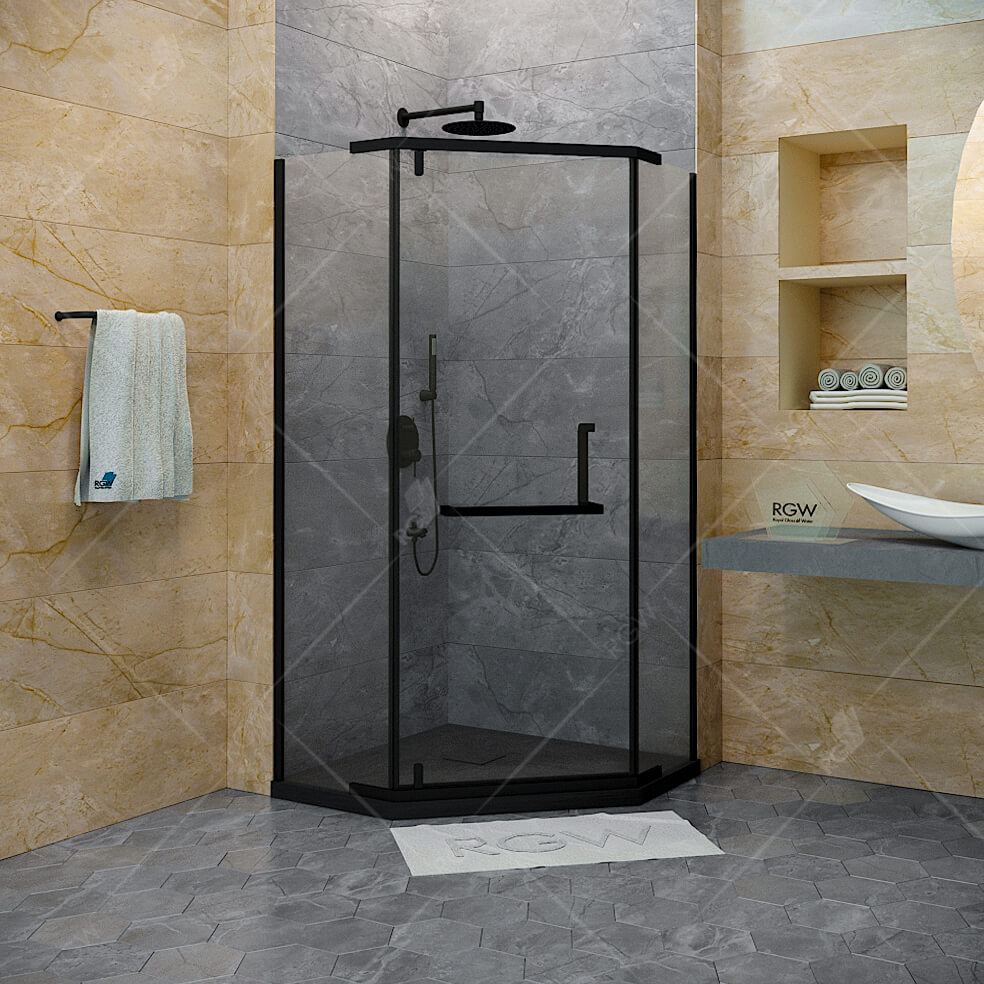

RGW Душевой уголок RGW Hotel HO-081B 90x90x195 профиль черный, стекло прозрачное