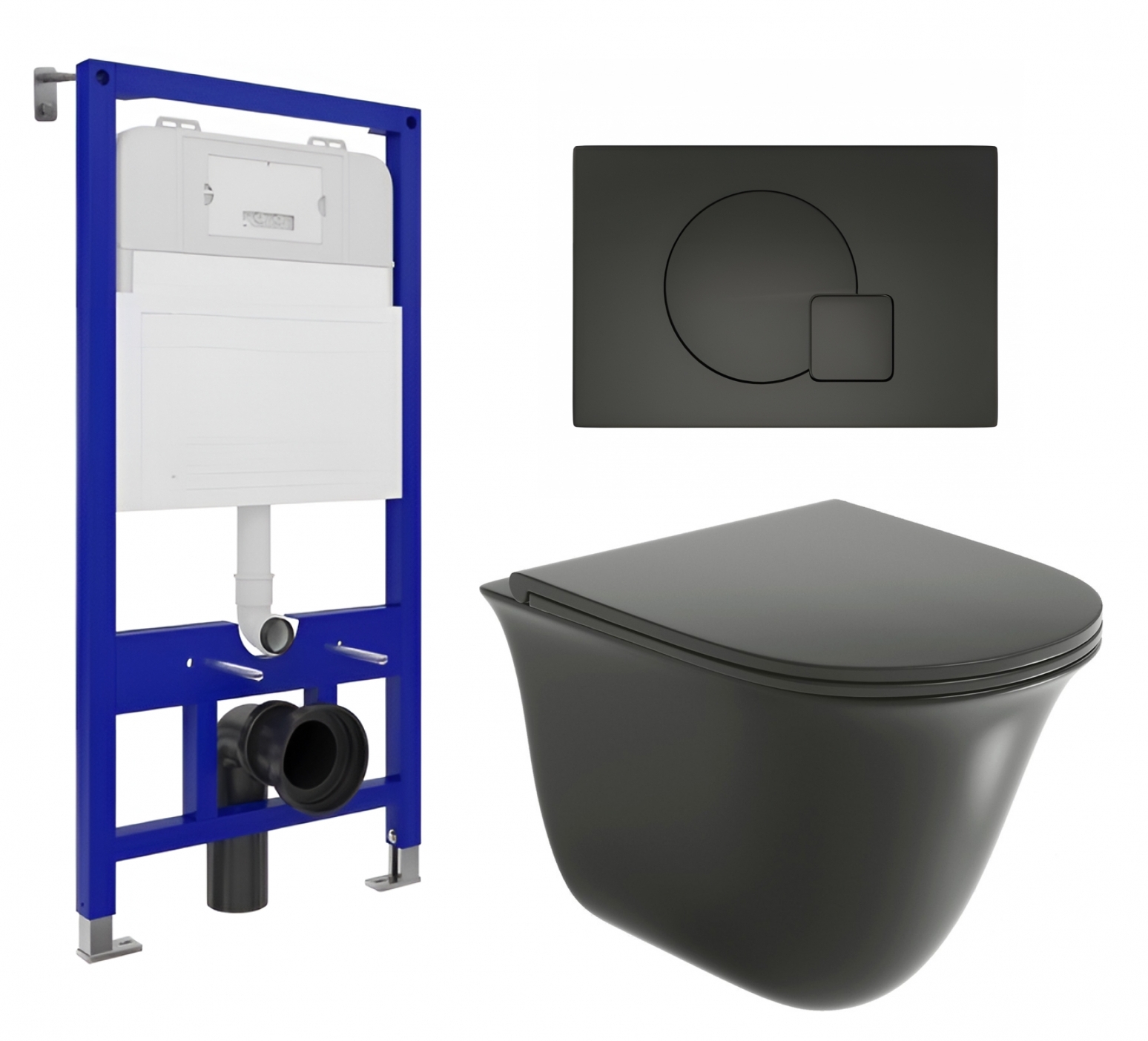 Комплект инсталляция Enio Tecnico унитаз Grossman BMS кнопка черная матовая 544631 35671₽