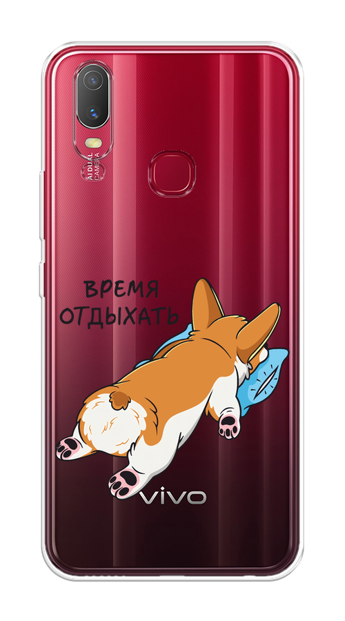 

Чехол на Vivo Y11 / Виво Y11 "Корги отдыхает", Черный;коричневый;голубой, 261650-1