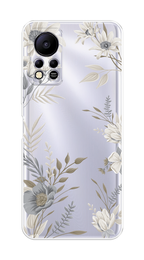 

Чехол на Infinix Hot 11S Nfc "Цветы сепия", Серый;прозрачный;зеленый;белый, 3100950-1