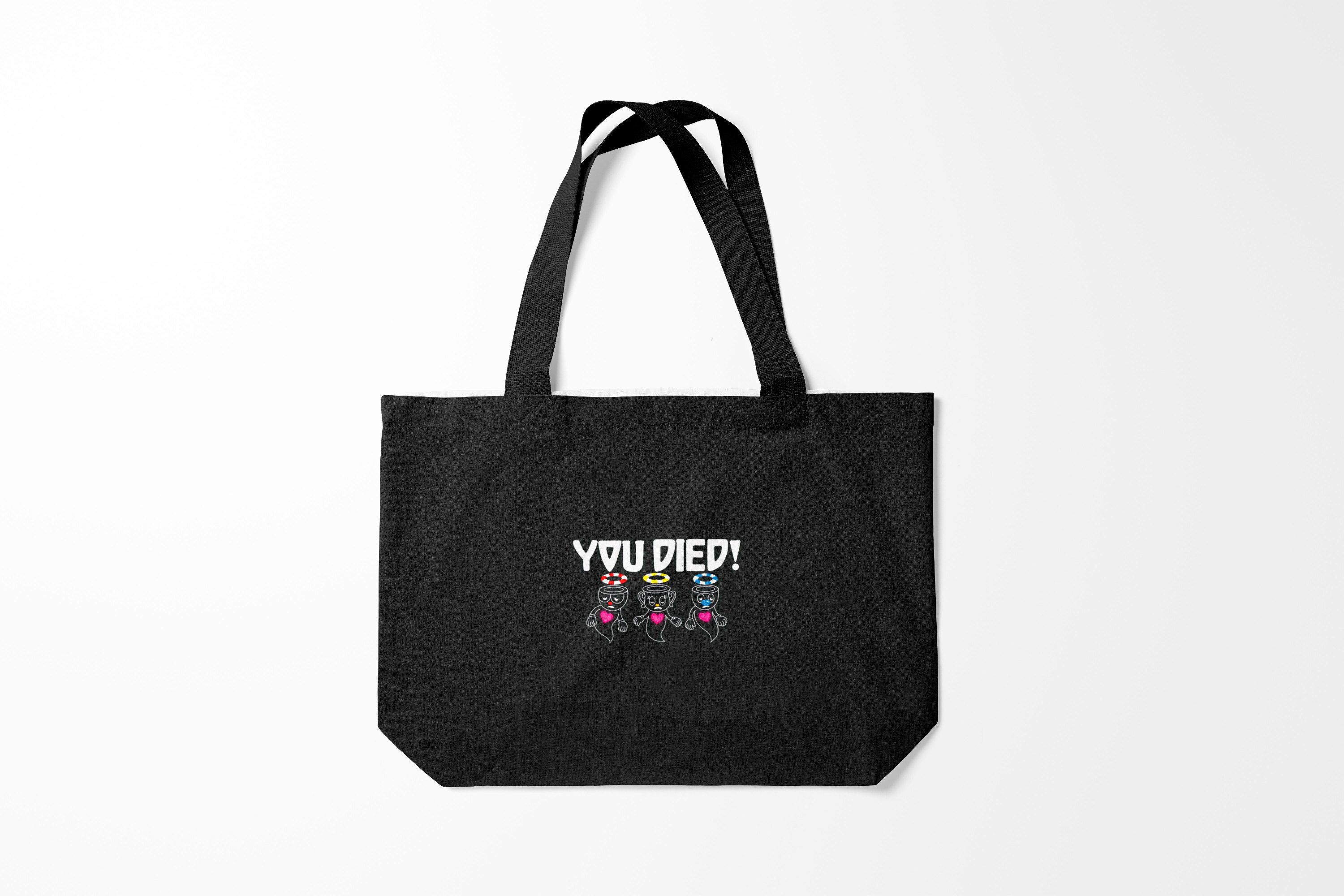 

Сумка шoппер унисекс Burnettie Cuphead You Died, черный, Cuphead You Died