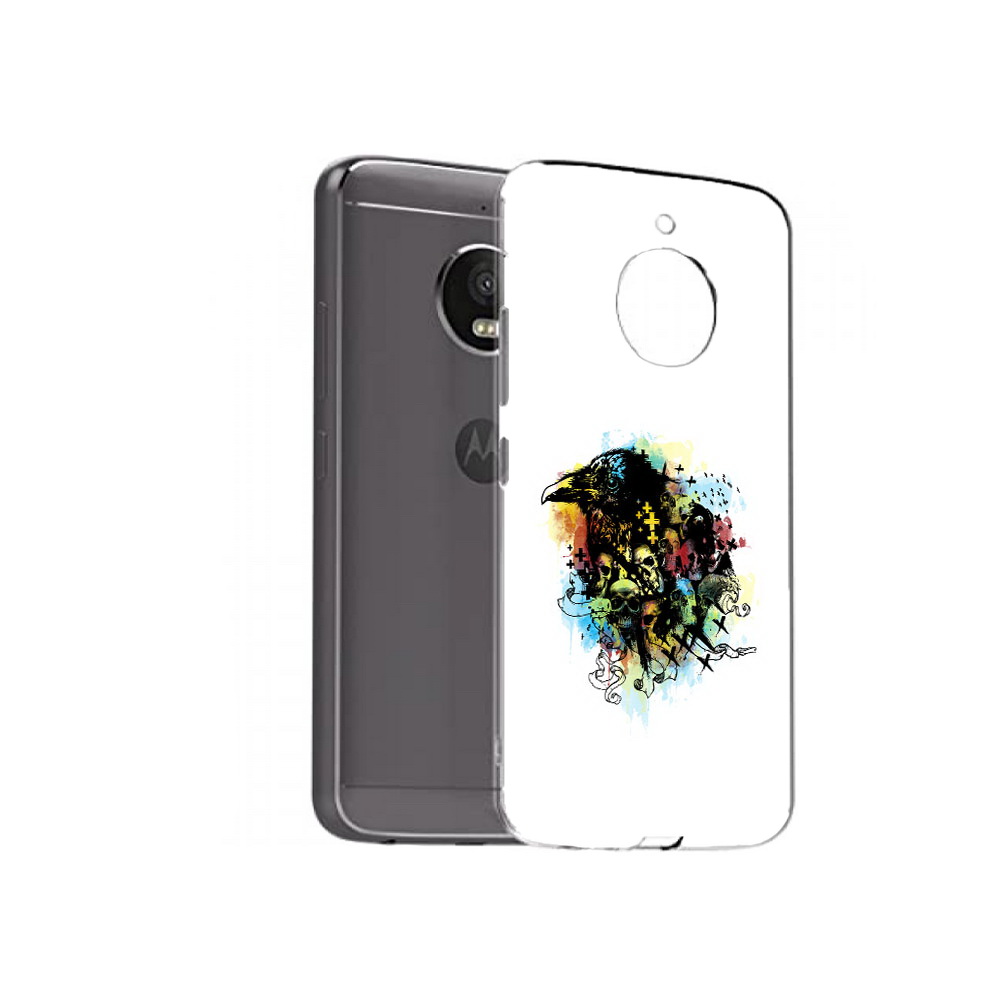 

Чехол MyPads Tocco для Motorola Moto E4 Plus ворон и черепа (PT100001.341.273), Прозрачный, Tocco