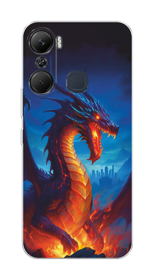 

Чехол на Infinix Hot 12 Pro "Дракон над лавой", Оранжевый;коричневый;синий, 3102450-1