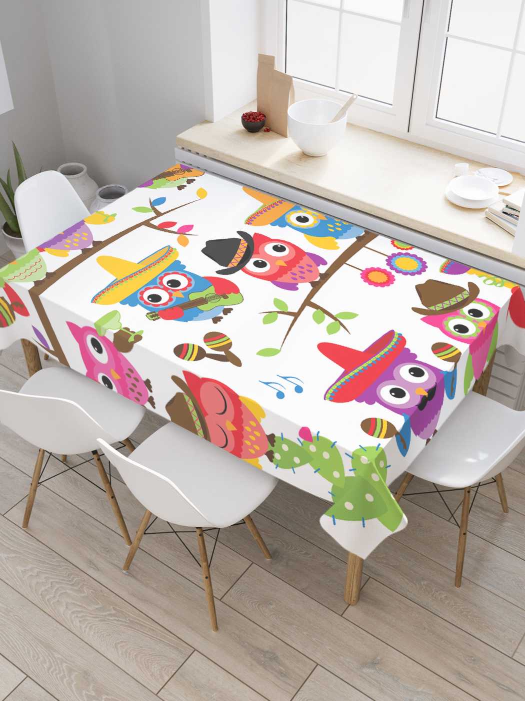 

Скатерть прямоугольная JoyArty "Совы из Мексики" из сатена, 120x145 см, Желтый, Совы из Мексики