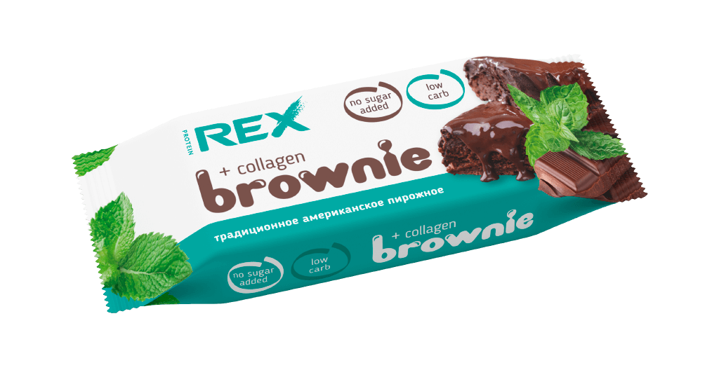 фото Протеиновое пирожное protein rex brownie "мята" (12шт по 50г) proteinrex