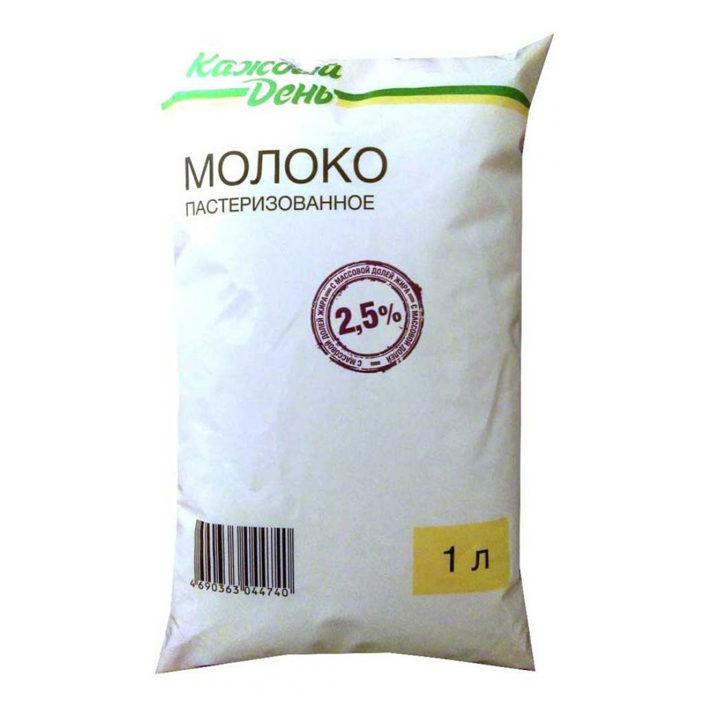 

Молоко 2,5% пастеризованное 1 л Каждый день БЗМЖ